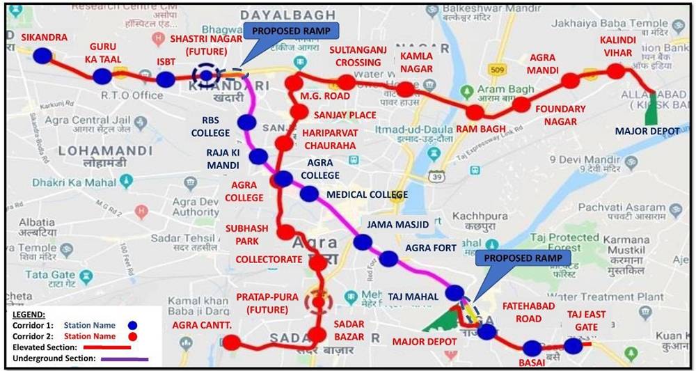 Agra Metro Route and Stations